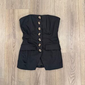 Favorite Daughter Phoebe Black Bustier Button Down Top 0